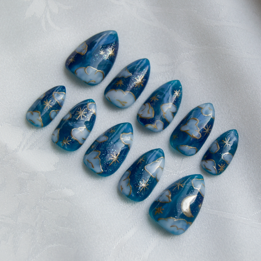 Blue Celestial Nails