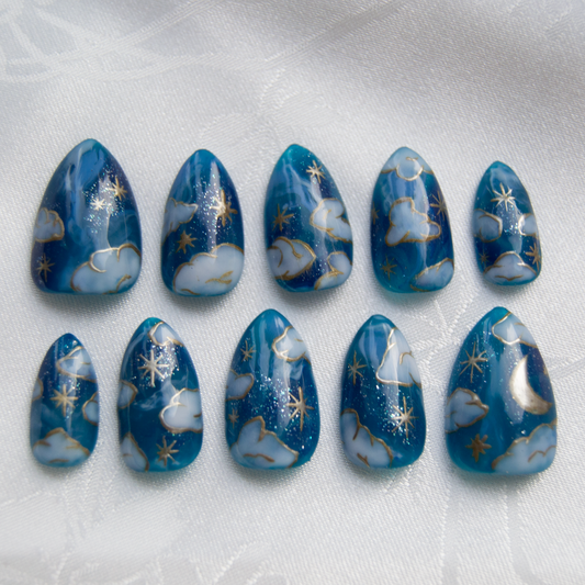Blue Celestial Nails