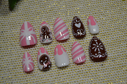 Pink Gingerbread Nails