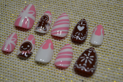 Pink Gingerbread Nails