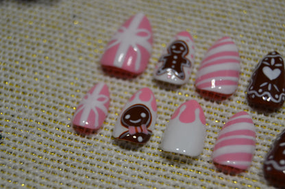 Pink Gingerbread Nails