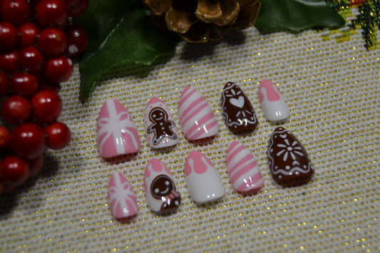 Pink Gingerbread Nails