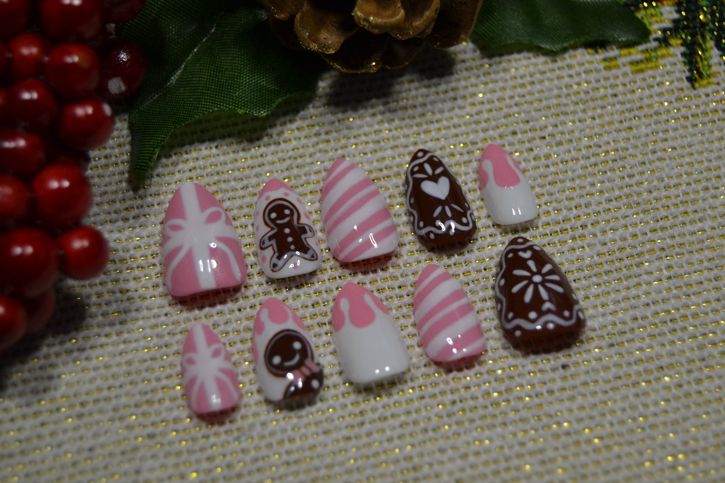 Pink Gingerbread Nails
